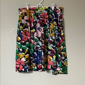 J. Crew Colorful Floral A-Line Skirt 100% Silk